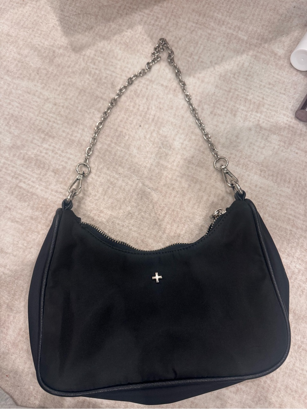 Peta + Jain Black Shoulder Bag with Silver Chain